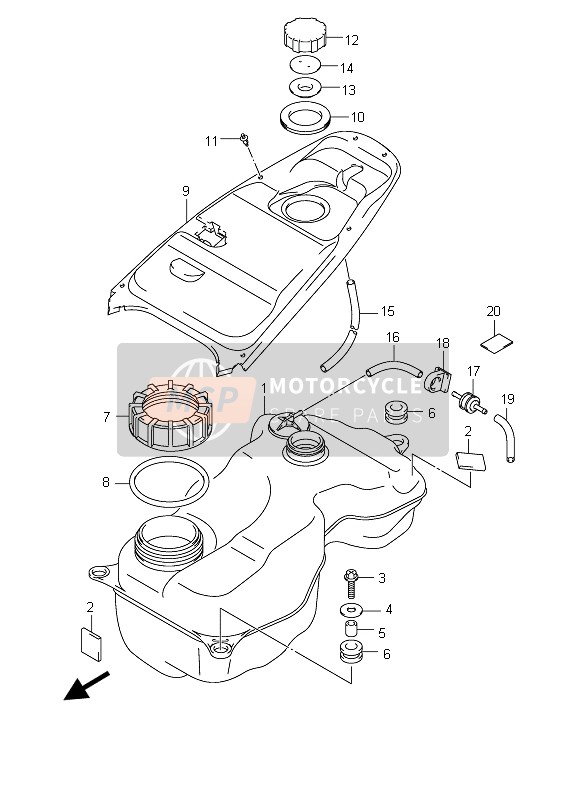 Suzuki UX150 SIXTEEN 2011 Serbatoio di carburante per un 2011 Suzuki UX150 SIXTEEN